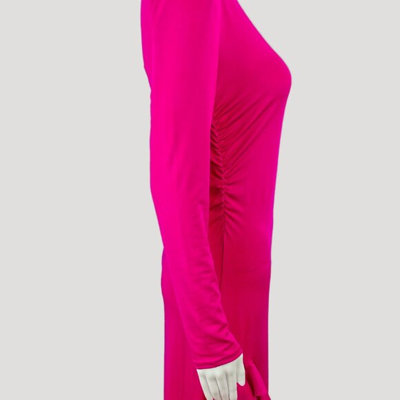 Fuchsia Pink Bodycon Ruffle Dress - Picture 4 of 7